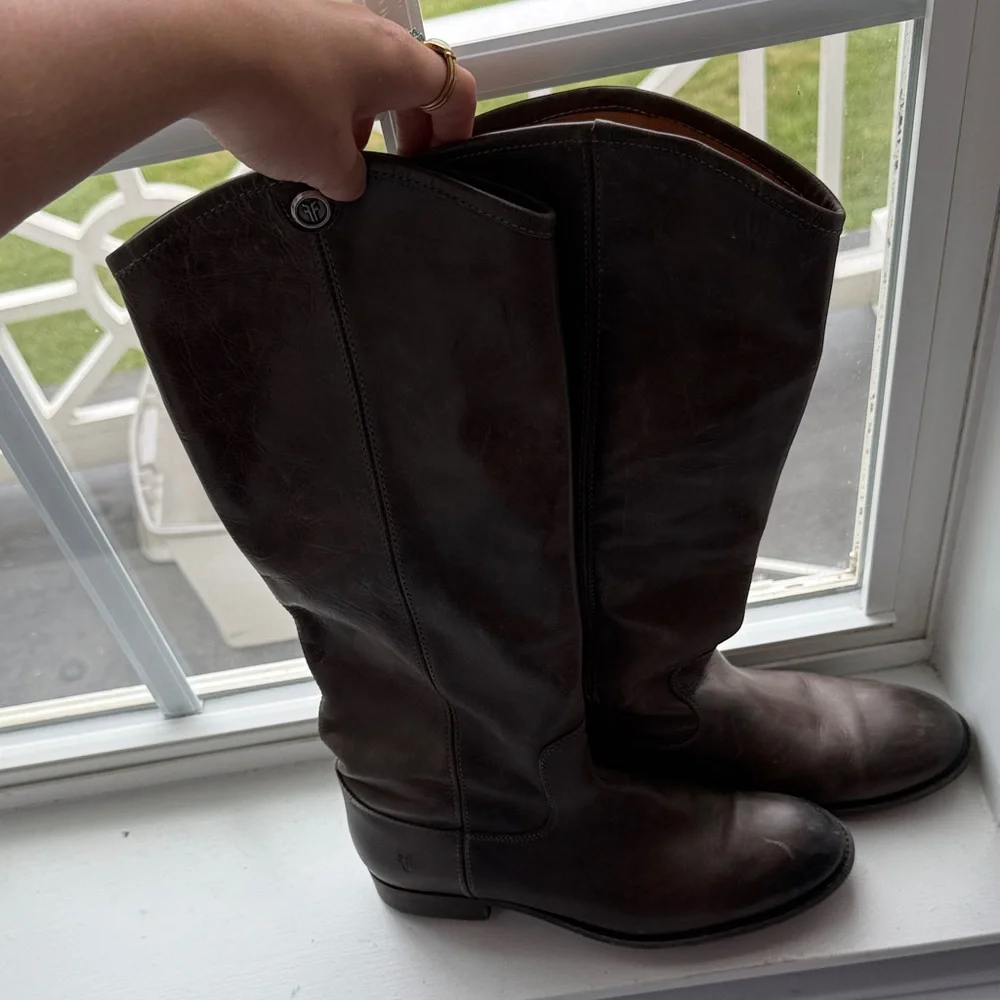 Frye Brown Leather Riding Boots - Picture 1 of 6